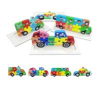 BEACENOV Toddler Puzzles,Set of 4,Wooden Jigsaw Puzzle Toys for 2 3 4 5 Year Old Baby Boys Girls Gift,Montessori Preschool Learning Educational Toy,Color & Shape Cognitive Skill,Land Vehicle Puzzle