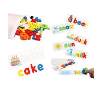 BEACENOV Toddler Reading and Spelling Learning Toys,52 Wooden ABC Alphabet & 28 Words Flash Cards,Montessori Preschool Learning Educational Toy,Letter Matching Game