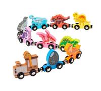 BEACENOV Wooden Dinosaur & Number Train Set, Montessori Wooden Educational Toys for Toddler Boys or Girls Ages 3-5, Magnetic Dinosaurs Train Set for Toddler Learning Number 0-10