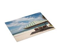 Beach and Awning Printed Dish Drying Mat 61x46 CM Dish Drying Pad Highly Absorbent Microfiber Kitchen Counter Mat for Dishes Drainer