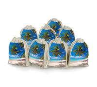 Beach And Coconut Tree 8 PCS Muslin Bags with Drawstring Sachet Bags Empty Small Cotton Drawstring Bag Muslin Reusable & Washable Cotton Bag for Herb Spice Candy Soap Jewelry Wedding Gift Pouches