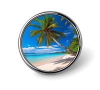 Beach And Coconut Tree Badges Circle with Button Design, Personalized Picture Pin Brooches, Round Badge Holders for Decorate Hat Shirt Clothing Bag Accessories