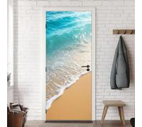 Beach and Sea Door Stickers, Interior Door Decal Beach Door Wall Mural Wallpaper, Self Adhesive Door Decals Bedrooms Living Room Home Decor 3D Door Murals Sticker 95 x 215 cm w.1527
