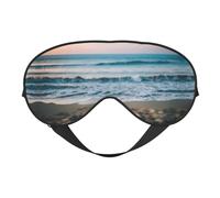 Beach and sea Print Soft Eye Mask - Comfortable Sleep, Elastic Nighttime Shade, Eye Covers for Travel, Meditation