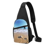 Beach and sea -Print Waterproof Chest Pack for Hiking & Travel-Adjustable Strap,Lightweight Design with Multiple Pockets.