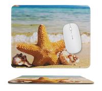 Beach And Starfish Mouse Pad Waterproof Ultra-Thin Non-Slip Rubber Base Square Mouse Mat Gaming Mousepad 9.8"x11.8"