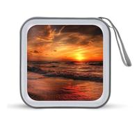 Beach and Sunset Portable CD Case Holder 48 Capacity Travel DVD Storage Boxs Wallet Bag