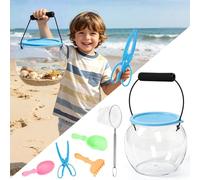 Beach Aquarium Kit for Kids, Ocean Animal Observation Tank Set with Net, Sand Shovel Set and Fish Catching Tongs, Tide Pool Explorer Kit, Beach Outdoor Exploration Toy for Toddlers Kids Age 2-12