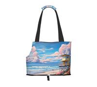 Beach Architecture Printed pet Shoulder Bag, Suitable for Small Dogs and Cats, Shopping and Travel Dual-Purpose Bag