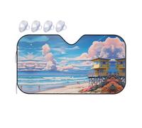 Beach Architecture Small Car Windshield Sunshade - Quick Cooling in The car in Summer, Portable Storage Sunshade