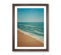 Beach At Peace Framed Print | A3 Walnut Framed Wall Art | Ready to Hang | Modern Beach Picture | Living Room Bedroom Lounge Office