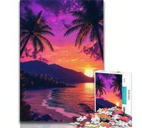 Beach at Sunset Jigsaw Puzzles for Teenagers 1000 Piece Puzzle,Decompressing Intellectual Educational Toy Perfect Decoration (38x26cm)
