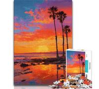Beach at Sunset Jigsaws Puzzles 1000 Pieces for Teenagers Gifts,Stress Reliever Difficult Challenge Enhance Love between Couples 50x75cm