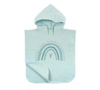 Beach baby london Hooded Blue Rainbow Muslin Poncho Soft Towel, 100% Cotton, 1-3 Years, For Beach Or Bath (rainbow blue, 1-3)