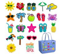 Beach Bag Accessories - 20 x Beach Theme Rubber Bag Summer Charms, PVC Cute Decorations for Tote Handbag Decoration, Outdoor Vacation Accessories for Women, Mom, Wife, Girlfriend, Summer Gift