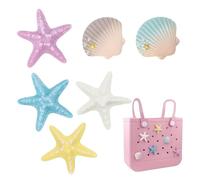 Beach Bag Charm, Bogg Bag Charm, Starfish and Shells for Beach Bag Accessories, Colourful Beach Dead Decorations, Charm Compatible with Simple Southern Beach Bags, Rubber Bag, Siehe Beschreibung, See