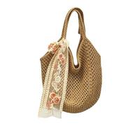 Beach Bag Crochet Mesh Rose Lace Ribbon Hollow
