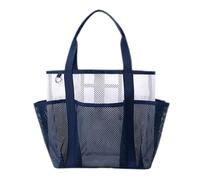 Beach Bag, Foldable Cosmetic Pouch, 16.54 x 7.09 x 11.02 inches, Large Mesh Storage Bag, Breathable , Ideal for Cosmetics, Camping, Poolside, Yoga, Navy Blue/Light Pink, navy blue, Siehe
