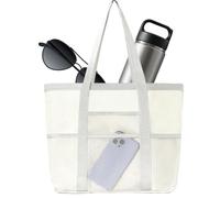Beach Bag - Lesson Tote Bags | Waterproof Mesh Bag with Large Capacity | Portable Swimming Pool Handbag | Storage of Water Bottles and Sunglasses for Outdoor Sports, White, Siehe Beschreibung