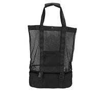Beach Bag Outdoor Leisure Two in One Black Removable Storage Bag, Large Picnic Tote with Insulated Compartment, Mesh and Cotton Beach Tote for Camping BBQ Travel