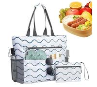 Beach Bag - Polyester, 40.5x39x17cm | Foldable Travel Tote, Large Capacity Waterproof Beach Tote Bag | Swimming Gym Camping Travel Vacation Resort Cruise Women Mom Wife Girlfriend