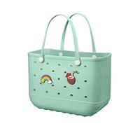 Beach Bag Rubber Tote Bag - Waterproof Travel Bag for Women Washable Tote Bag Handbag for Sports Beach Market Pool, Light Green-1, L
