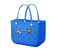 Beach Bag Rubber Tote Bag - Waterproof Travel Bag for Women Washable Tote Bag Handbag for Sports Beach Market Pool, Blue, XL, Eva