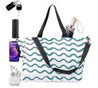 Beach Bag with Zipper - Large Waterproof Tag Bag for Pool, Beach and Holiday | Foldable Shoulder Bag with Plenty of Storage Space for Sunglasses, Towel, Green, Se référer à la description