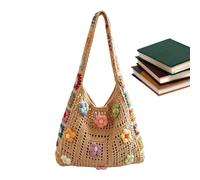 Beach Bag - Yarn 33x27cm | Hand-knitted Flower Tote | Boho Bag | Handmade Style Lightweight Woven Shoulder For Beach Travel Shopping Picnic Vacation And Daily Casual Use Designed