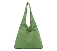 Beach Bags For Women,Straw Beach Bag For Women, Large Straw Tote Bag With Zipper, Retro Summer Woven Bag Beach Travel Handbag, Handmade Boho Casual Straw Shoulder Bags For Beach Pool (Green)