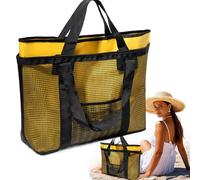 Beach Bags for Women | Travel Shoulder Bag Mesh Beach Bag, Waterproof with Carabiner, Lightweight Summer Bag for Phone, Makeup and Towel, lemon tree, Consulte la descripción