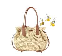 Beach Bags Women Straw Raffia Woven Shoulder Bag Summer Vacation Travel | Hand Woven Straw Purses Beach Bag Summer Beach Tote Shoulder Bag Vacation