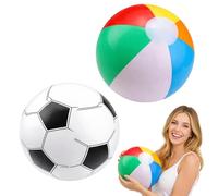 Beach Ball, Inflatable Ball Set with Football and Volleyball, Beach Balls for Swimming Pool Fun, Blow Up Ball for Outdoor Activities, Inflatable Beach Ball Set for Sports Games