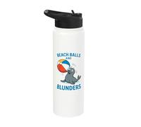 Beach Balls and Blunders Funny Seal Summer Stainless Steel Insulated Water Bottle