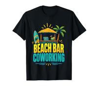 Beach Bar Coworking Digital Nomad Remote Work Typographic T-Shirt