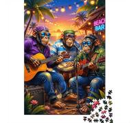Beach Bar Monkeys 1000 Piece Jigsaw Puzzle for Adults | 52x38cm Cardboard pieces, home leisure, lively beach scene, gift for puzzle fans