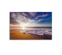 Beach Beach Landscape Canvas Wall Art Nature Waves Beach Blue Waves Seagulls Seashells Scandinavian Style for Bathroom Living Room Bedroom16x24inch(40x60cm) Unframe-Style