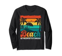 Beach Best Prescription to Depression Retro Tropical Summer Long Sleeve T-Shirt
