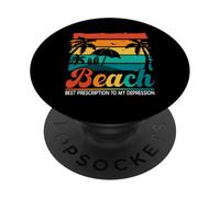 Beach Best Prescription To Depression Retro Tropical Summer PopSockets Adhesive PopGrip
