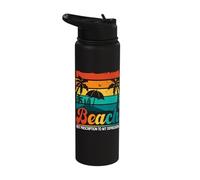 Beach Best Prescription to Depression Retro Tropical Summer Stainless Steel Insulated Water Bottle