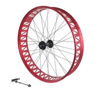 Beach Bike Front Rear Wheels Disc Brake Snow Wheelset 26”X 4.0/4.9'' Fat Tire Wheel Set Aluminum Alloy Rims 36H Hubs 14G Spokes QR 135mm/190mm For 7-11s E-Bikes(Red,Front)