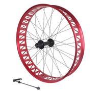 Beach Bike Front Rear Wheels Disc Brake Snow Wheelset 26”X 4.0/4.9'' Fat Tire Wheel Set Aluminum Alloy Rims 36H Hubs 14G Spokes QR 135mm/190mm For 7-11s E-Bikes(Red,Rear)
