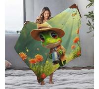 Beach Blanket A Frog In A Hat Watering Flowers Flannel Blanket Towel Warmer Easter Blanket(125x150cm)