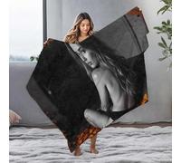 Beach Blanket Autumnal Serenity: A Monochrome Portrait With Falling Leaves Flannel Blanket Towel Warmer Easter Blanket(125x150cm)
