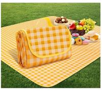 Beach Blanket Picnic Blanket,200 x 200CM Extra Large Waterproof Picnic Mats 600D Oxford Cloth with Carrying Handle,waterproof bottom,for Beach,Camping,Garden,Family Gathering (Yellow, 200x200cm)