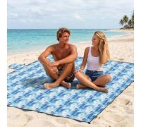 Beach Blanket Sandproof Waterproof, 213 x 213 cm Large Beach Mat with Stakes & Travel Bag, Lightweight,Quick-Dry,Portable Picnic Mat Beach Essentials for Outdoors,Cruise,Picnic & Camping,Sailing Boat