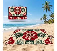 Beach Blanket Waterproof Sandproof, Outdoor Picnic Blankets Christmas,Extra large Beach Mat 200x300 cm Foldable Portable Easy-to-Clean,Outdoor Blanket for Hiking,Camping,Grass,Park Playmat red UZ-53