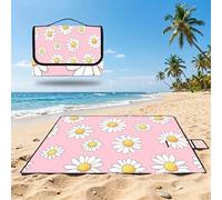 Beach Blanket Waterproof Sandproof, Outdoor Picnic Blankets Pink,Extra large Beach Mat 200x300cm Foldable Portable Easy-to-Clean,Outdoor Blanket for Hiking,Camping,Grass,Park Playmat daisies (2) UZ-11