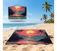 Beach Blanket Waterproof Sandproof,Outdoor Picnic Blankets Sunset,Extra large Beach Mat 200x300cm Foldable Portable Easy-to-Clean,Outdoor Blanket for Hiking,Party,Camping,Grass,Park Playmat sea UZ-155
