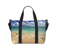 Beach Blue Sea Large Weekender Bag for Travel, Water-Resistant Duffle Bag, Print Adjustable Shoulder Strap,3-5 Day Overnight Bag for Men Women